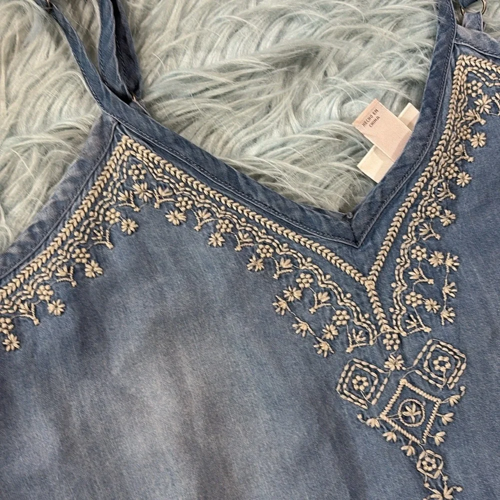 Knox Rose Embroidered Chambray Denim Dress sz S - Picture 3 of 7